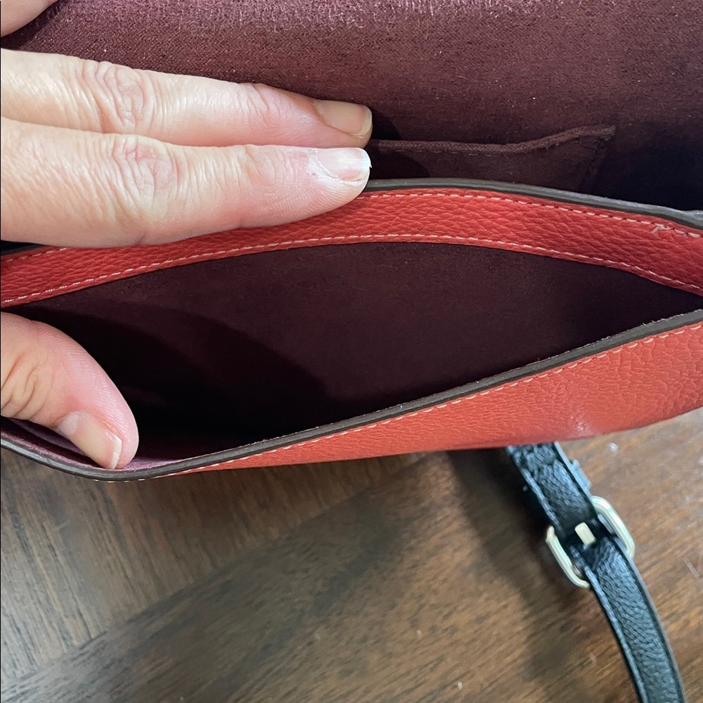 Coach Ellen Pebble Leather Saddle Crossbody Bag in Coral - Picture 6 of 12